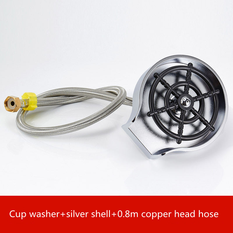 WinniHouse bar counter cup washer sink with high-pressure spray and automatic faucet for kitchen coffee pitcher and cup cleaning