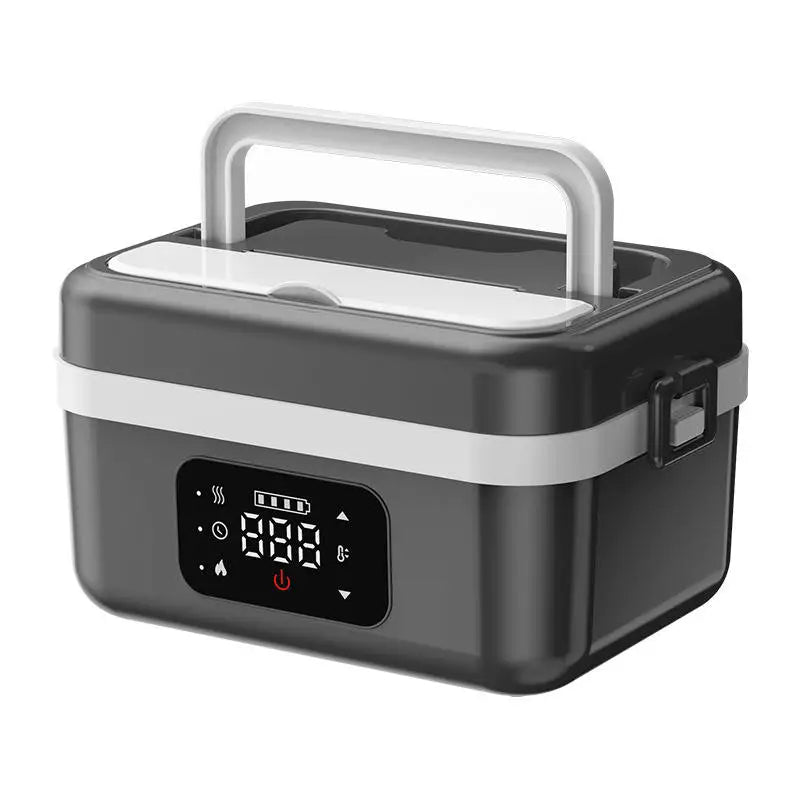 Wireless electric lunch box with insulation by WinniHouse, showing a sleek, portable design with secure lid and food compartment.