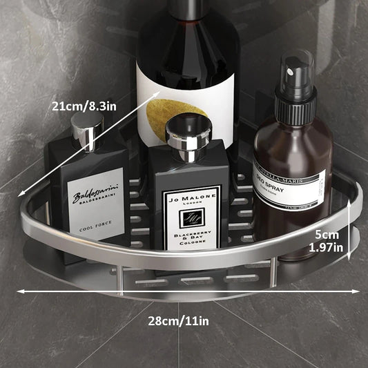 Wall-mounted bathroom storage shelf by WinniHouse, shower organizer for shampoo and bathroom accessories, easy to install.