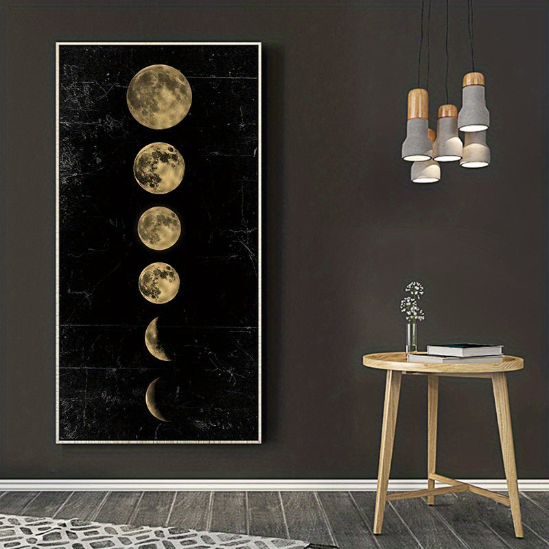 Minimalist lunar eclipse canvas poster by WinniHouse, cosmic wall art for living room or bedroom decor, unframed long print.