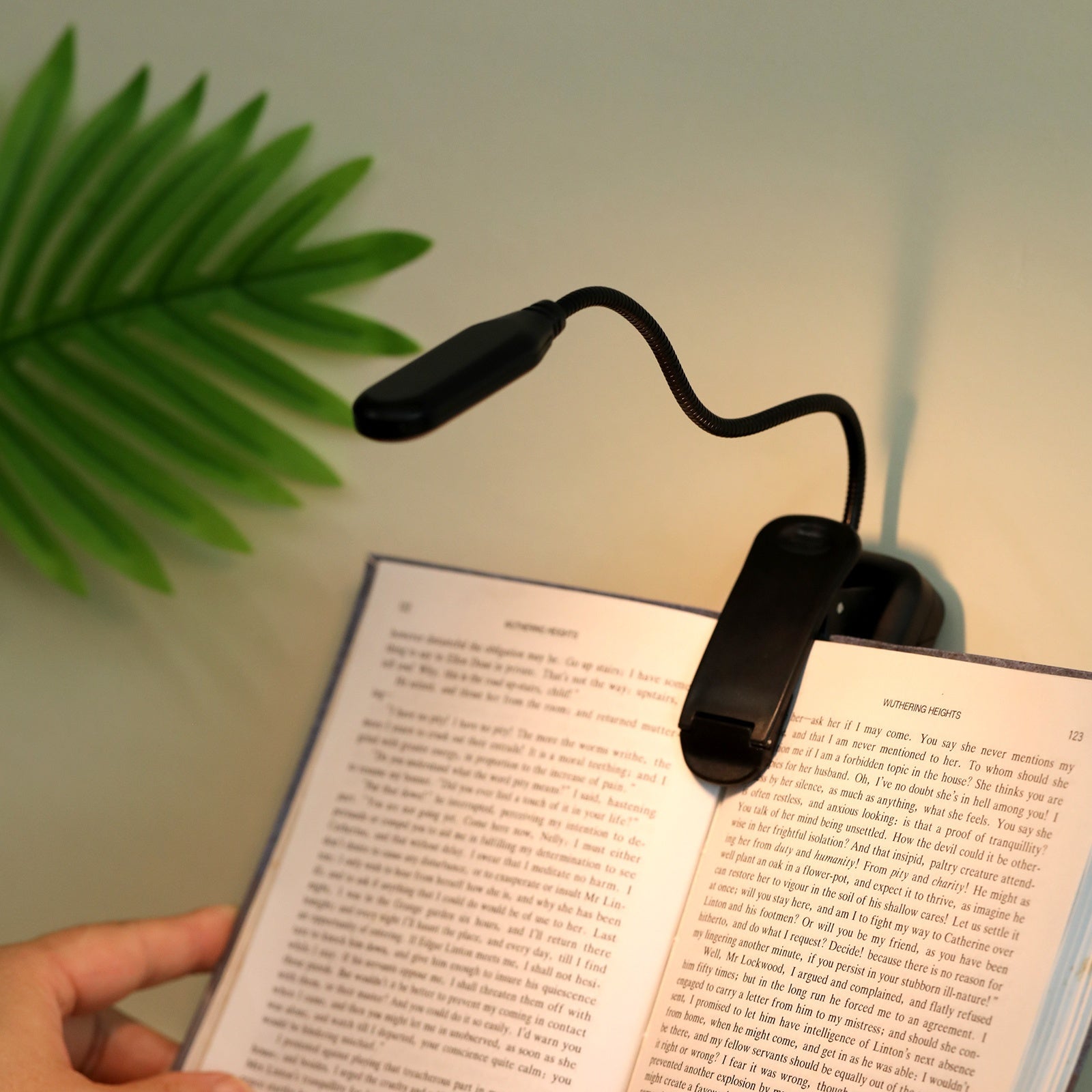 WinniHouse LED desk lamp with adjustable arm and clip, battery-powered, modern ergonomic design for reading and workspace lighting.