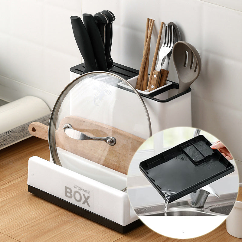 WinniHouse multifunctional kitchen organizer with compartments for knives and utensils, keeping countertops tidy and organized.