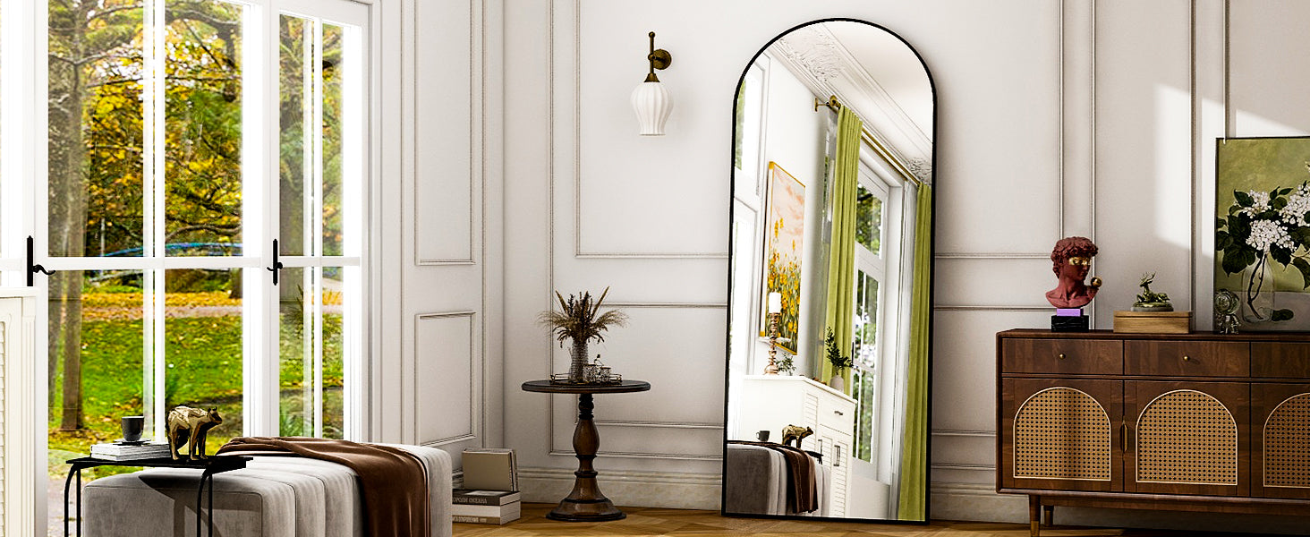 WinniShop full-length aluminum frame mirror, extra-large standing mirror for bedroom or living room, 26" x 71" size.