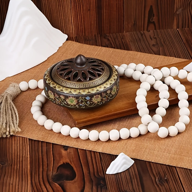 Wooden beads garland with tassels, 32-inch farmhouse decor for boho, rustic country, living room, or spring gift displays