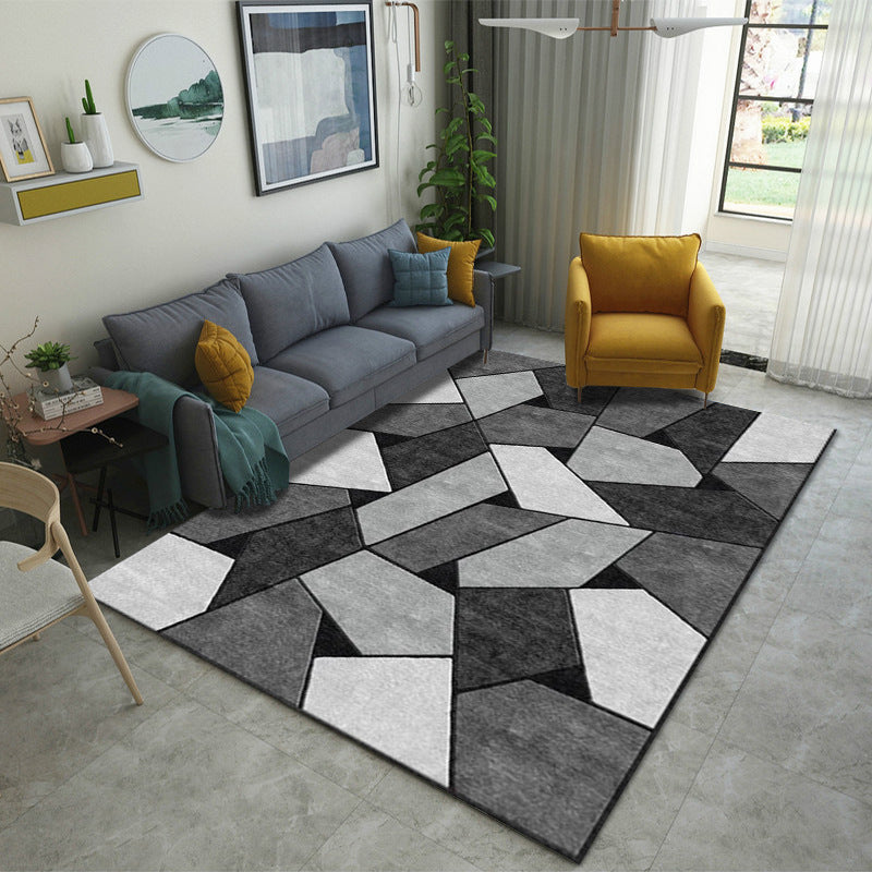 Modern abstract living room rug by WinniHouse featuring artistic design and vibrant colors for stylish home decor.