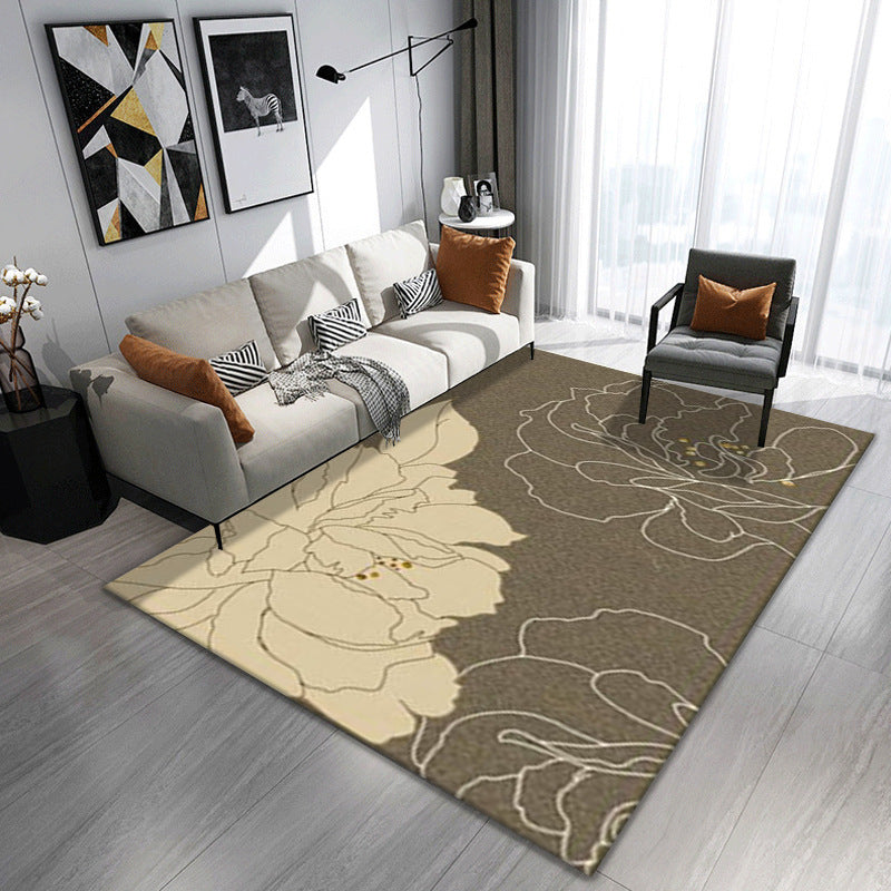 Modern abstract living room rug by WinniHouse featuring artistic, colorful design and soft textured surface.