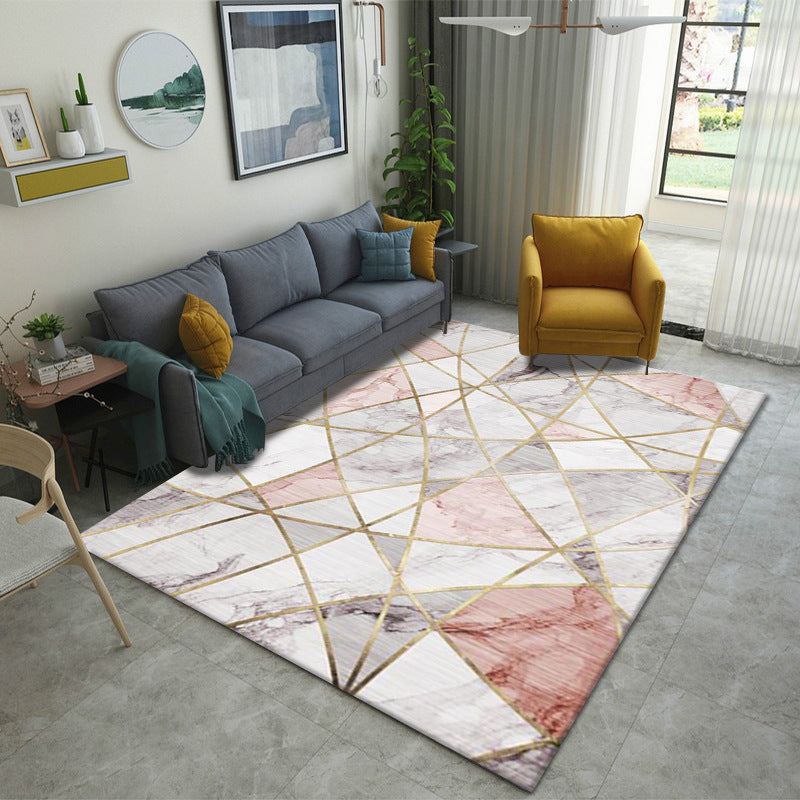 Modern abstract living room rug by WinniHouse with artistic design, featuring bold colors and contemporary style.