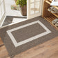 Modern geometric border rug from WinniHouse with non-slip backing, ideal for stylish and safe home decor.