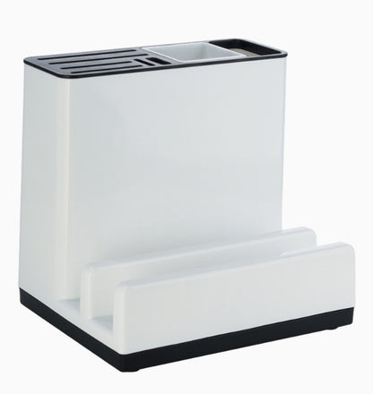 Multifunctional kitchen organizer by WinniHouse holding knives and utensils, with compartments for efficient countertop storage.