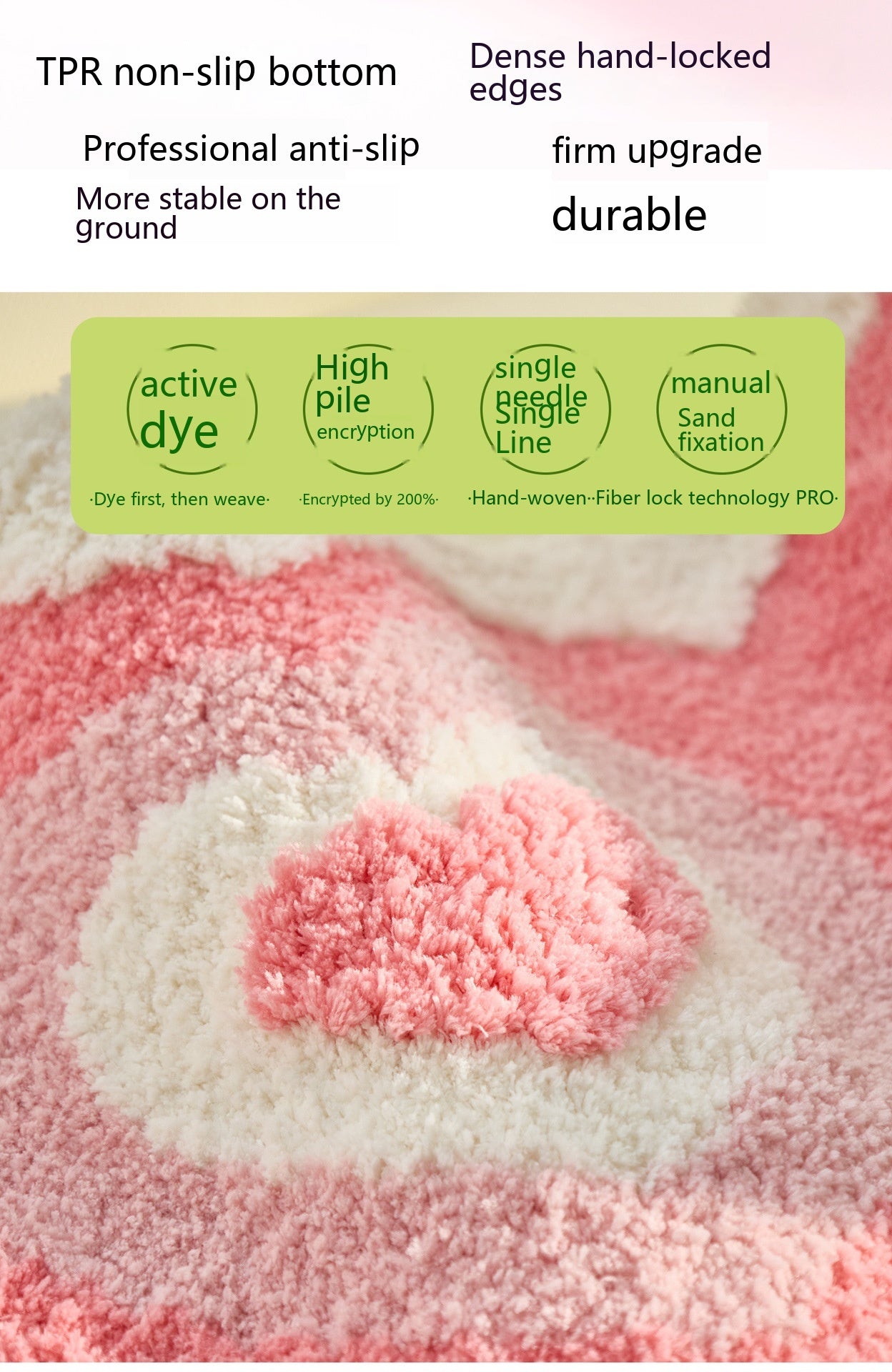 Soft pink heart-shaped shaggy rug from WinniHouse, perfect for adding coziness to bedroom decor.