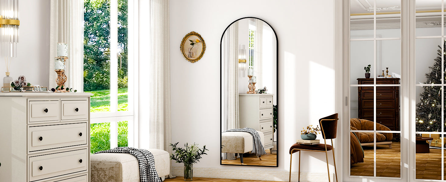 Full-body aluminum frame mirror from WinniShop, extra-large floor mirror for bedroom or living room, measures 26" x 71".