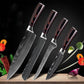 Set de cuchillos profesionales estilo Damasco con mangos de madera premium, fabricados por WinniHouse, para cocina de alta calidad.