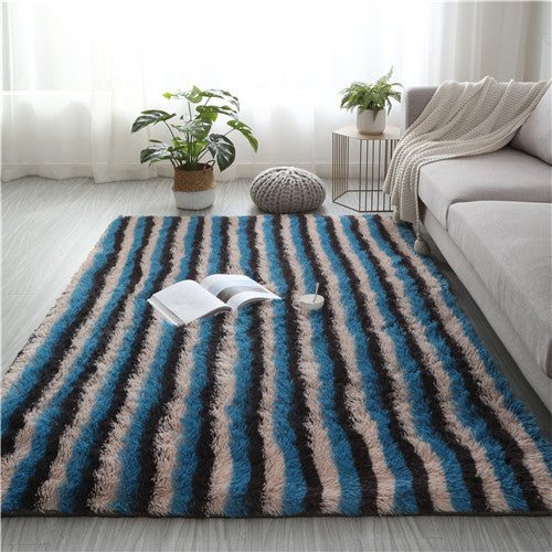 WinniHouse long pile tie-dye soft rug with anti-slip backing, cozy and colorful for home decor or living room comfort.