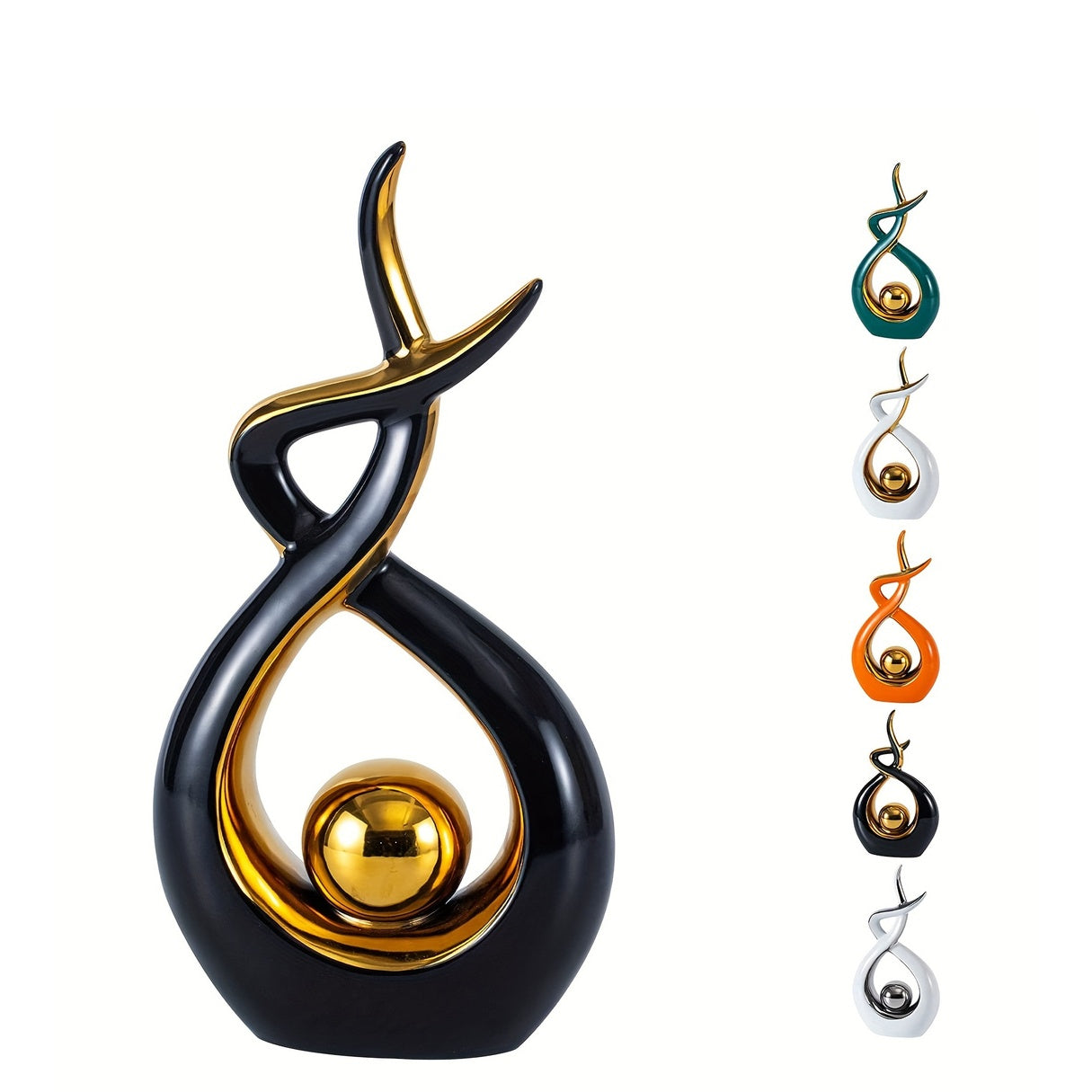 Modern abstract ceramic sculpture by WinniHouse, geometric home decor art piece for living room or dining table centerpiece.