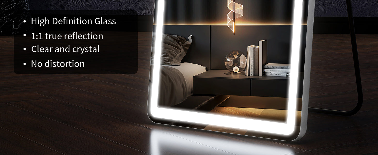WinniHouse full-body LED mirror 63x20 inches with adjustable lighting and three color temperature options.