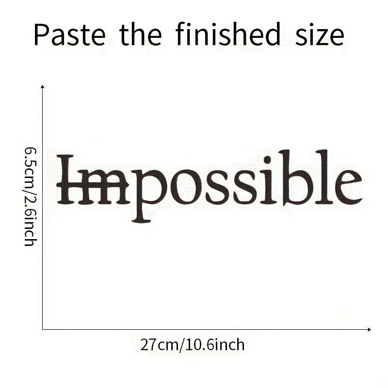 Motivational wall decal with bilingual "Imposible" to "No Imposible" quote, removable plastic film for home, office, or classroom.