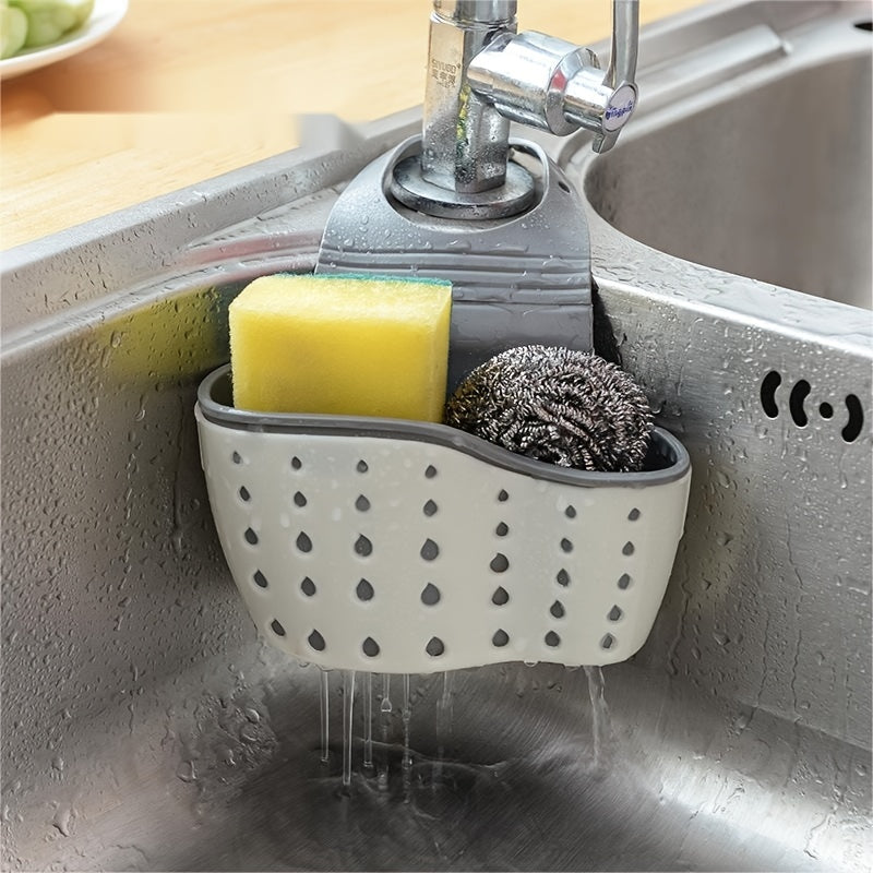 WinniHouse multifunctional sink sponge rack with adjustable strap, hanging bag for kitchen or bathroom organization and draining.