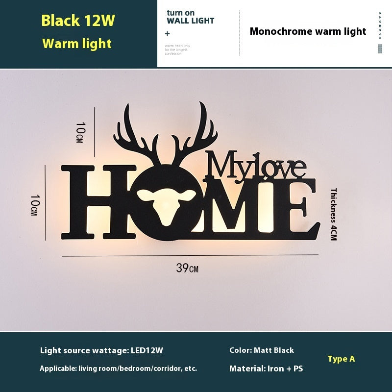 WinniHouse LED English letter wall lamp on a background wall, creating a creative and modern decorative lighting display.