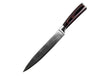 Set of WinniHouse professional Damascus-style knives with premium wooden handles, showcasing sharp blades and elegant craftsmanship.