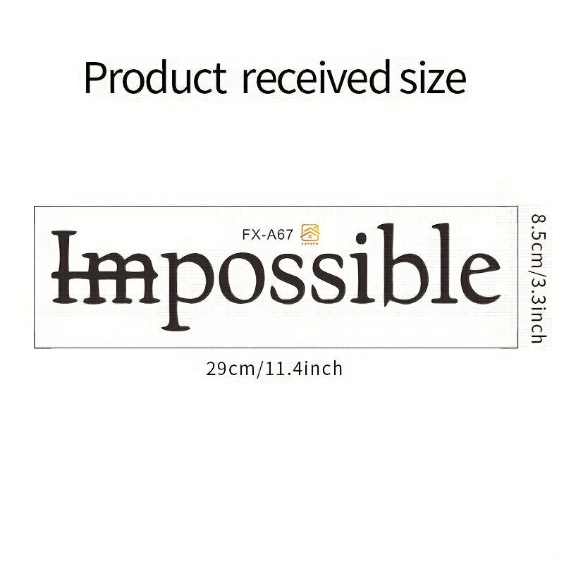 Bilingual motivational wall decal with "Imposible" to "No Imposible" quote, removable plastic film for home, office, or classroom decor.