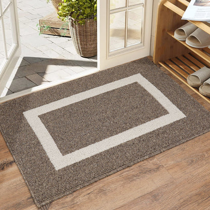 Modern WinniHouse rug with geometric border, non-slip backing, ideal for contemporary home decor.