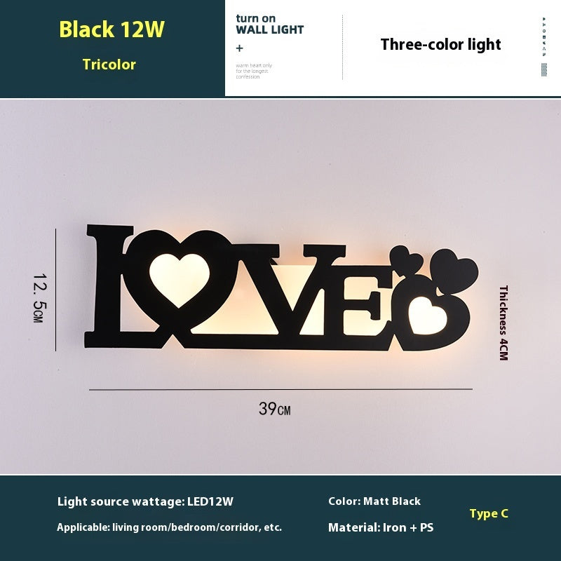 WinniHouse LED English letter wall lamp mounted on background wall, creative home lighting decor with illuminated letter design