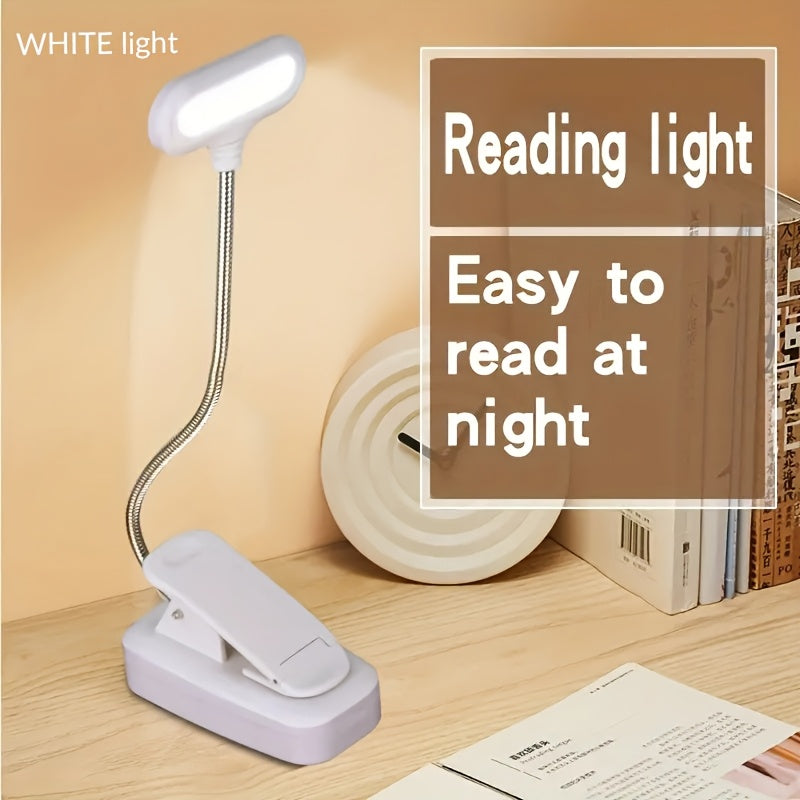 WinniHouse LED desk lamp with adjustable arm and clip, battery-powered, modern minimalist design for reading and workspace lighting.