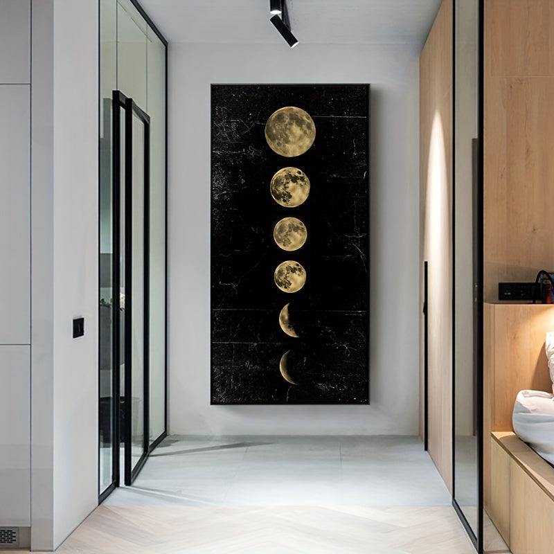 Minimalist lunar eclipse canvas poster by WinniHouse, wall art for living room and bedroom decor, unframed universe illustration.