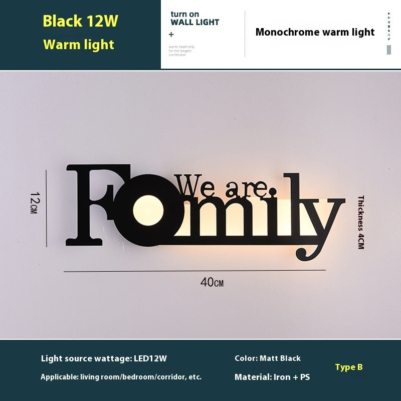 WinniHouse LED English letter wall lamp mounted on a background wall, showcasing a creative and modern lighting design.