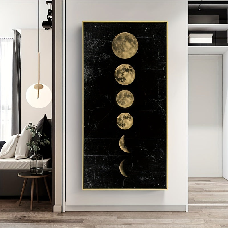 Minimalist moon eclipse canvas poster by WinniHouse, universe wall art print for living room or bedroom decor, unframed.