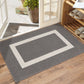 Modern WinniHouse rug with geometric border, non-slip backing, ideal for contemporary home decor.