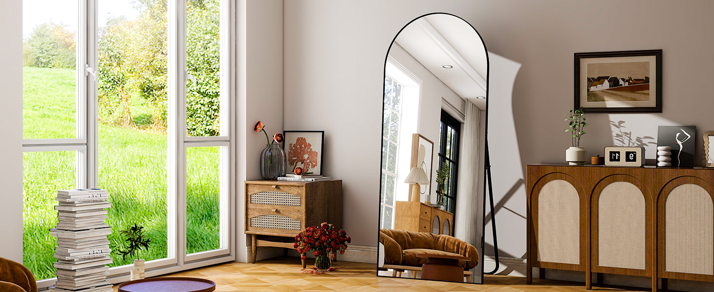 Full-length silver aluminum frame mirror by WinniShop, 26x71 inches, ideal for bedroom or living room decor.