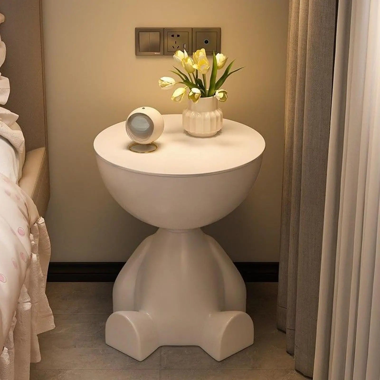 Cute bear-shaped side table by WinniHouse with creative design and storage space, ideal as a functional decorative piece.