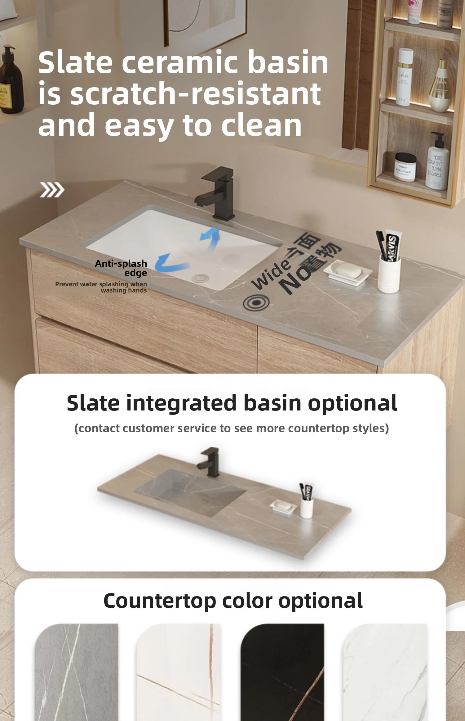 Modern minimalist bathroom vanity set with integrated basin, featuring a sleek washstand and hand wash sink from WinniShop.