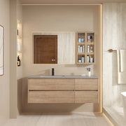 Modern minimalist WinniShop bathroom vanity set with integrated basin, hand and face wash area, and toilet washstand in sleek design.