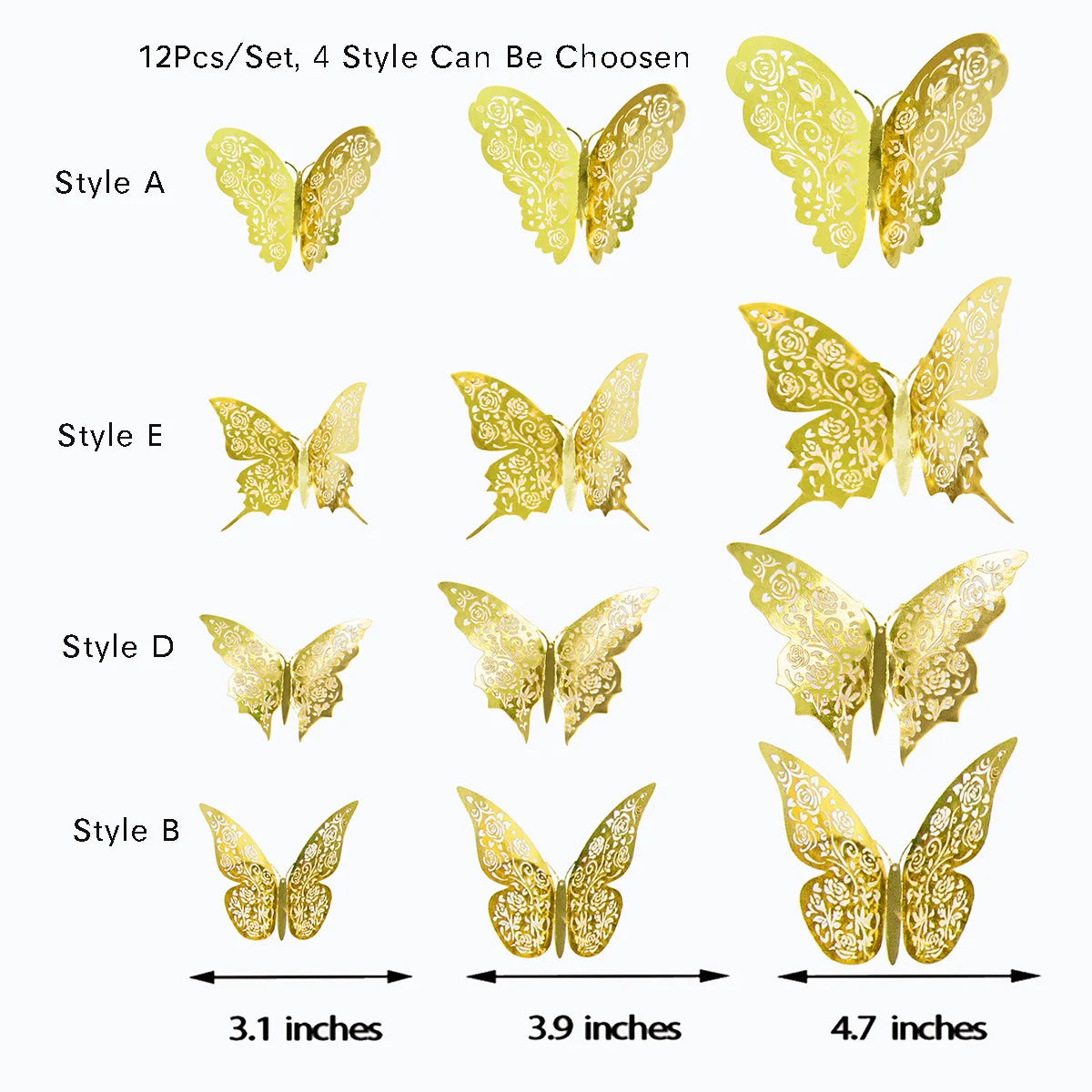 Blue 3D butterfly wall decals by WinniHouse, set of 12 hollow design stickers for home decor.