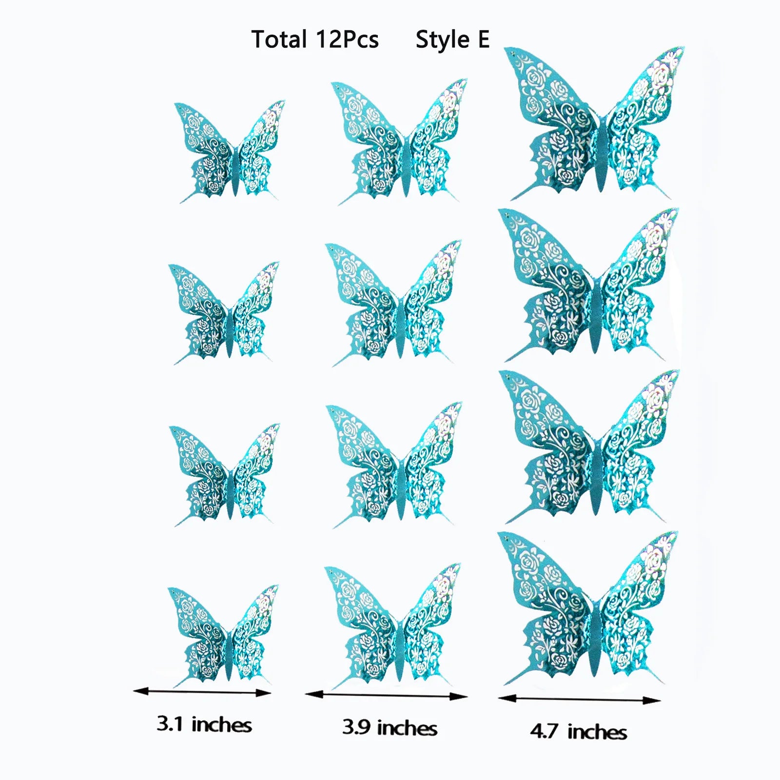 Blue 3D butterfly wall decals by WinniHouse, featuring hollow design, ideal for decorative wall art and home accents.