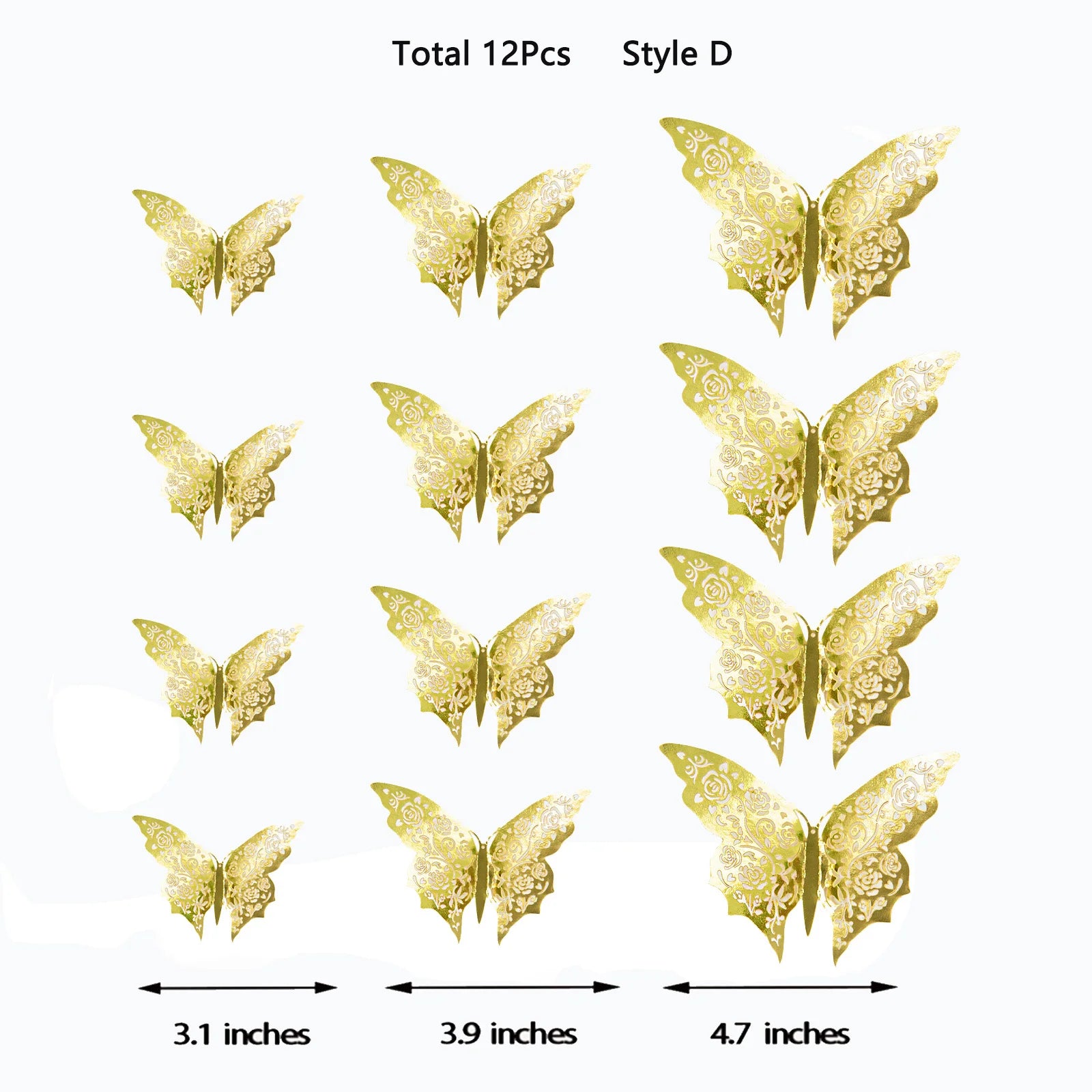 Blue 3D butterfly wall decals by WinniHouse, set of 12 hollow design wall stickers for decorative indoor use