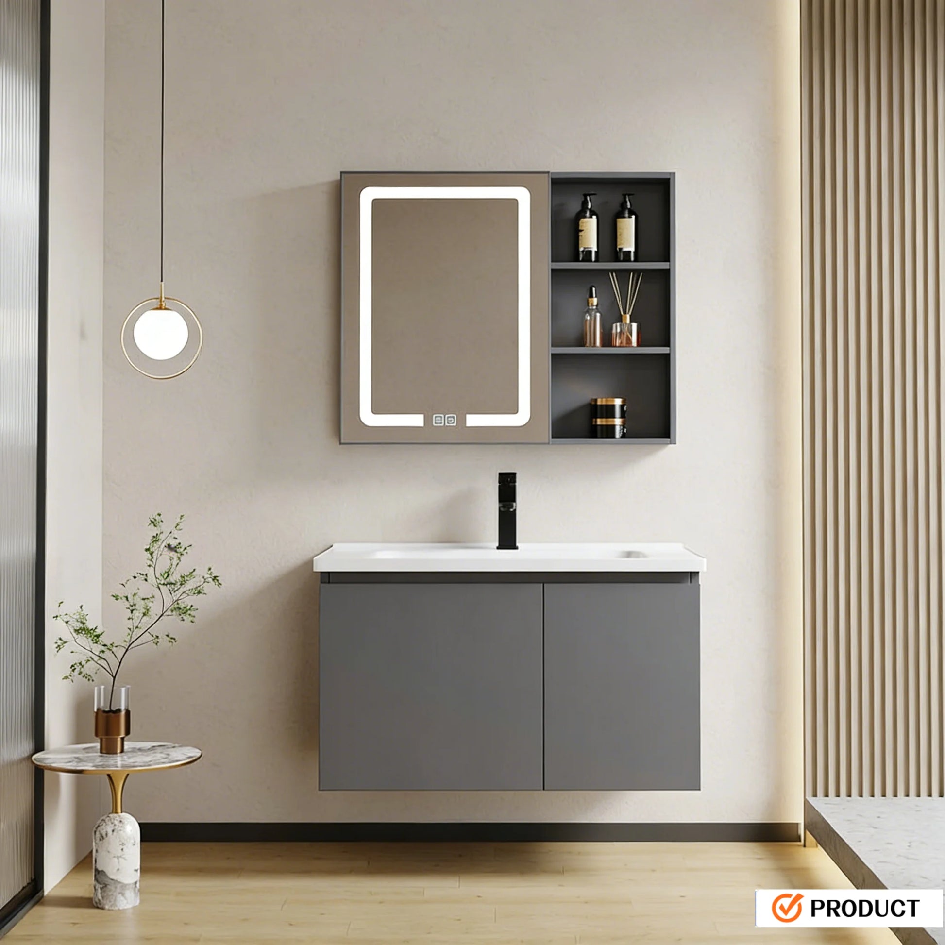 Waterproof modern bathroom cabinets by WinniShop featuring sleek design, moisture resistance, and easy assembly for residential or hotel use.