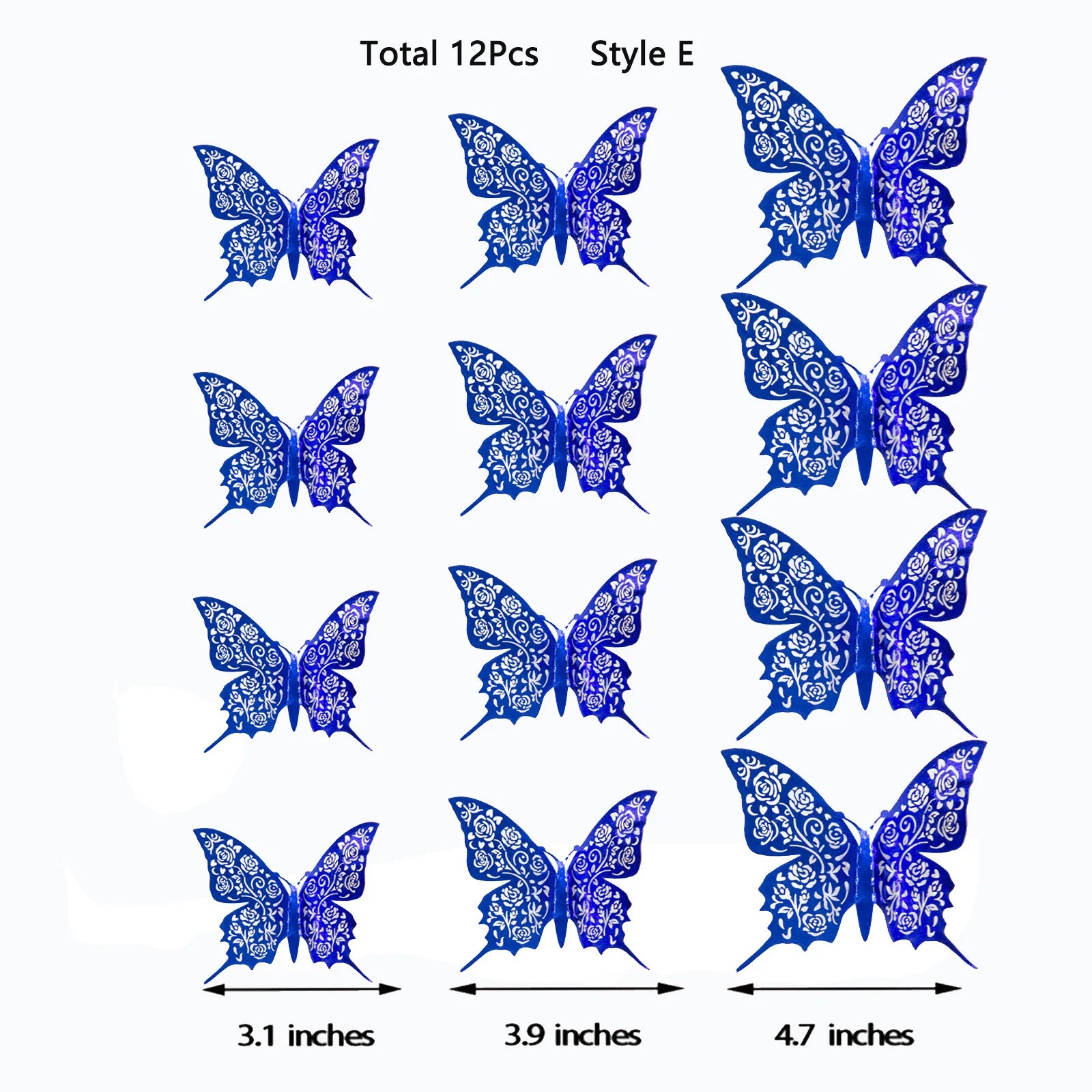 Blue 3D butterfly wall stickers by WinniHouse, featuring hollow design, perfect for decorative wall art and home decor.