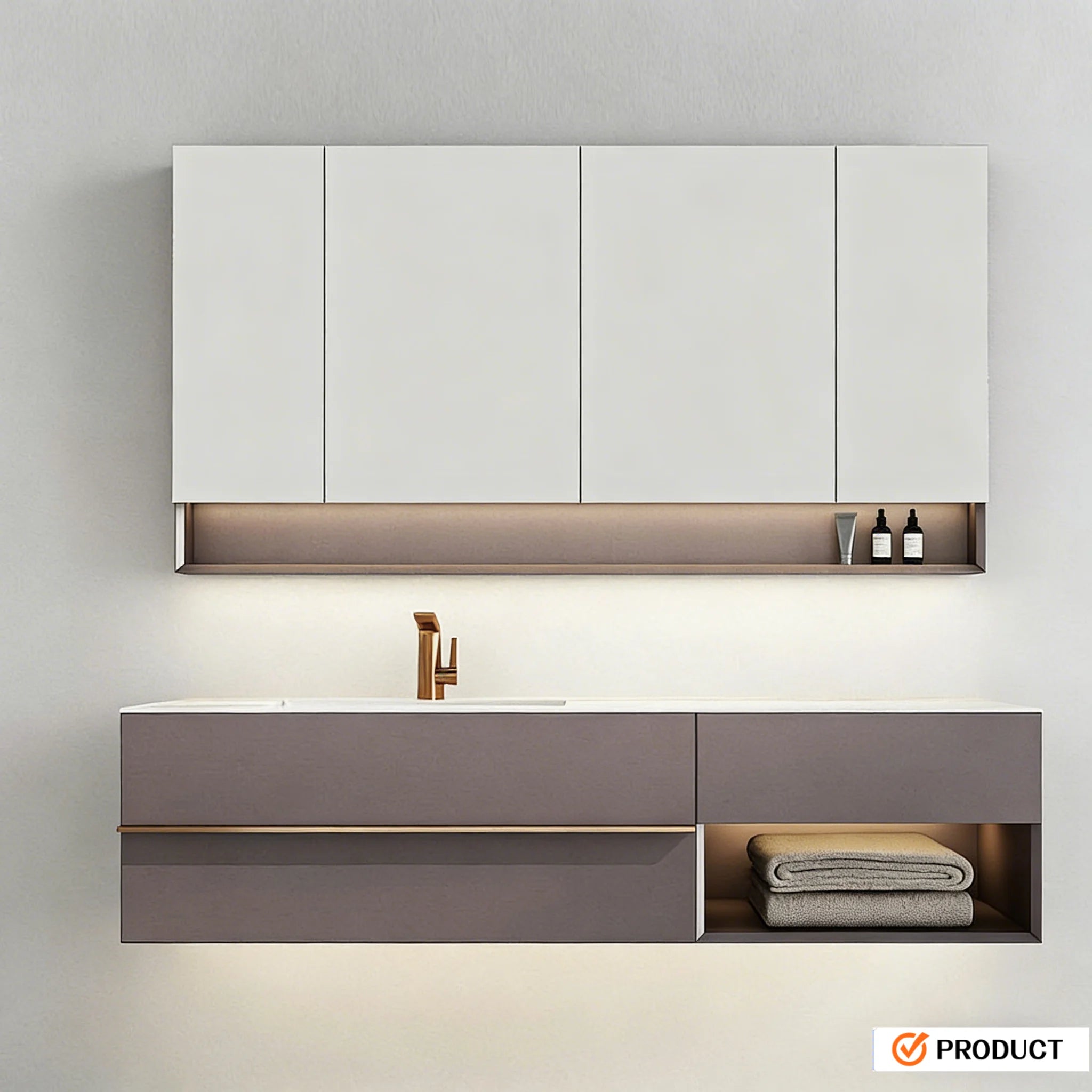 Modern waterproof bathroom cabinet by WinniShop with easy assembly, ideal for residential and hotel renovation.