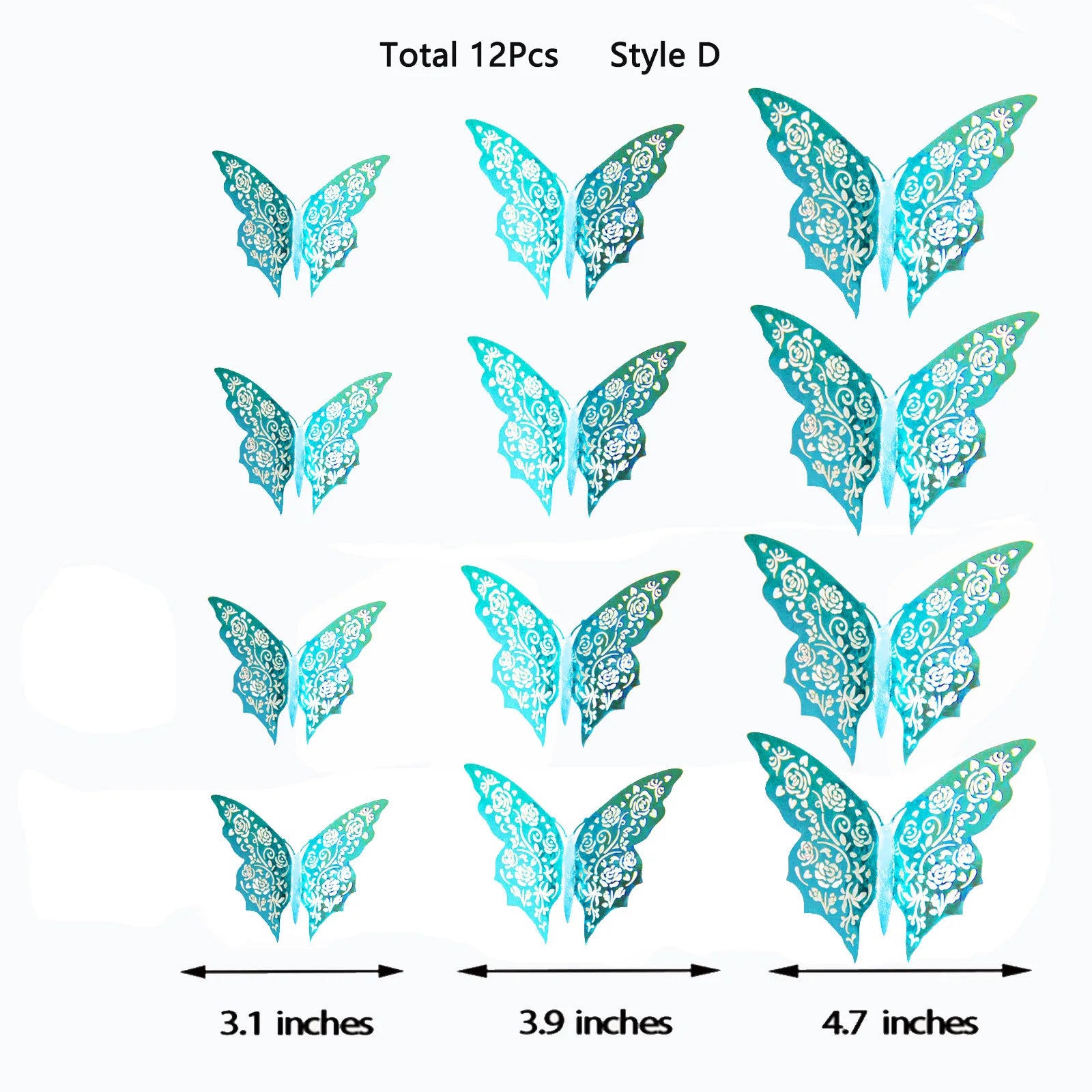 Blue 3D butterfly wall stickers by WinniHouse, featuring hollow design for decorative wall decor.