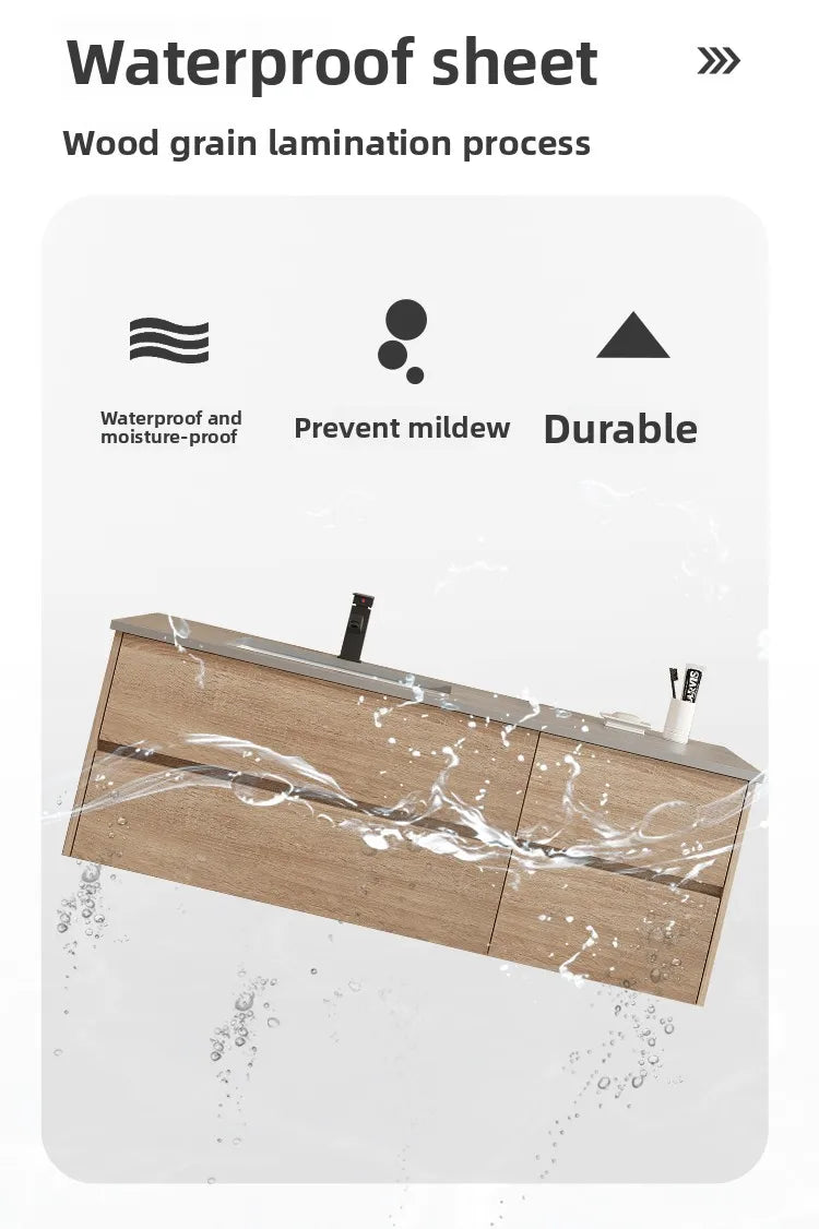 Modern minimalist bathroom vanity set with integrated basin, featuring a sleek hand and face washing area, by WinniShop.