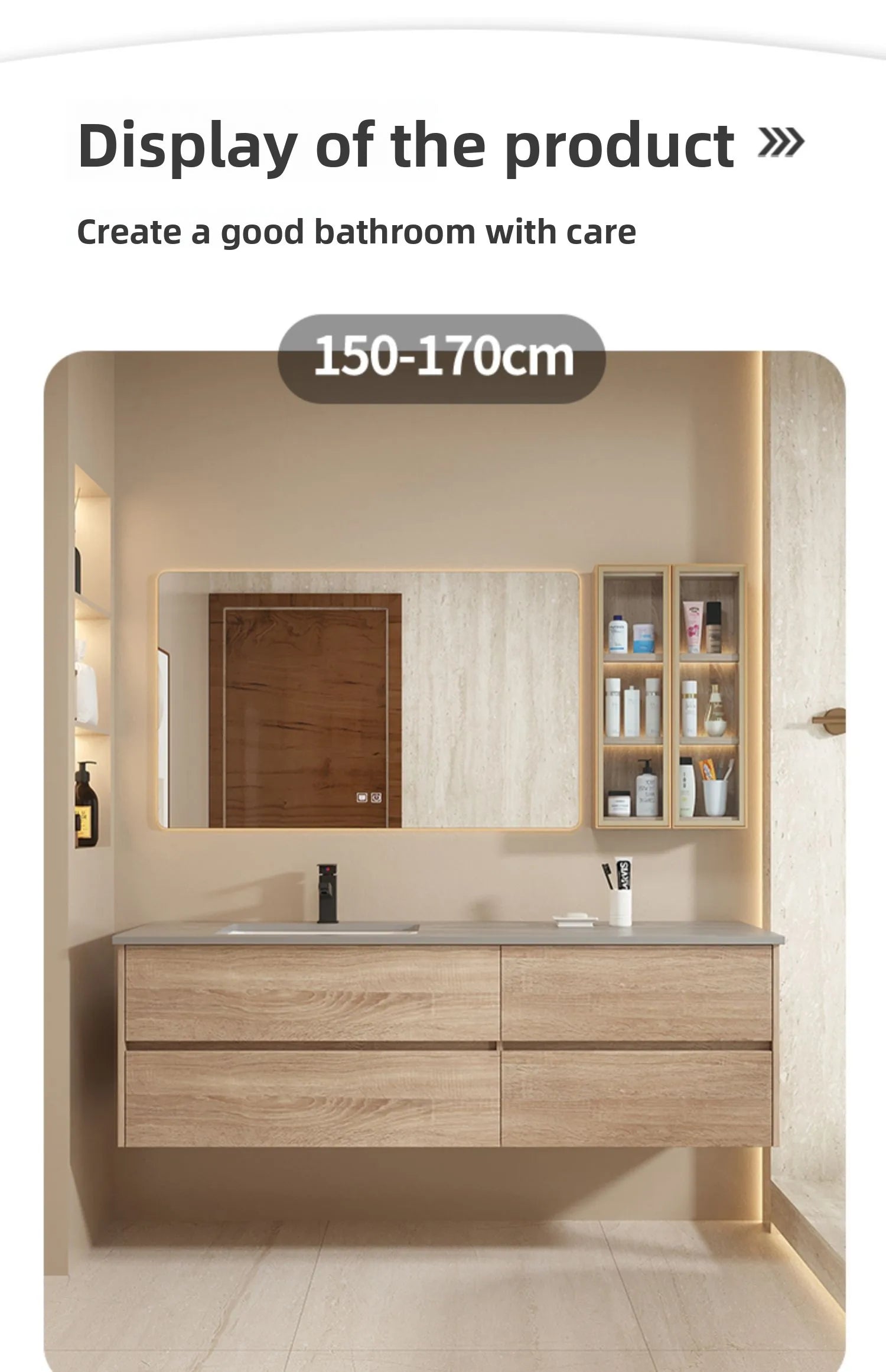 Modern minimalist luxury bathroom vanity set with integrated basin and washstand, featuring sleek design and clean lines.