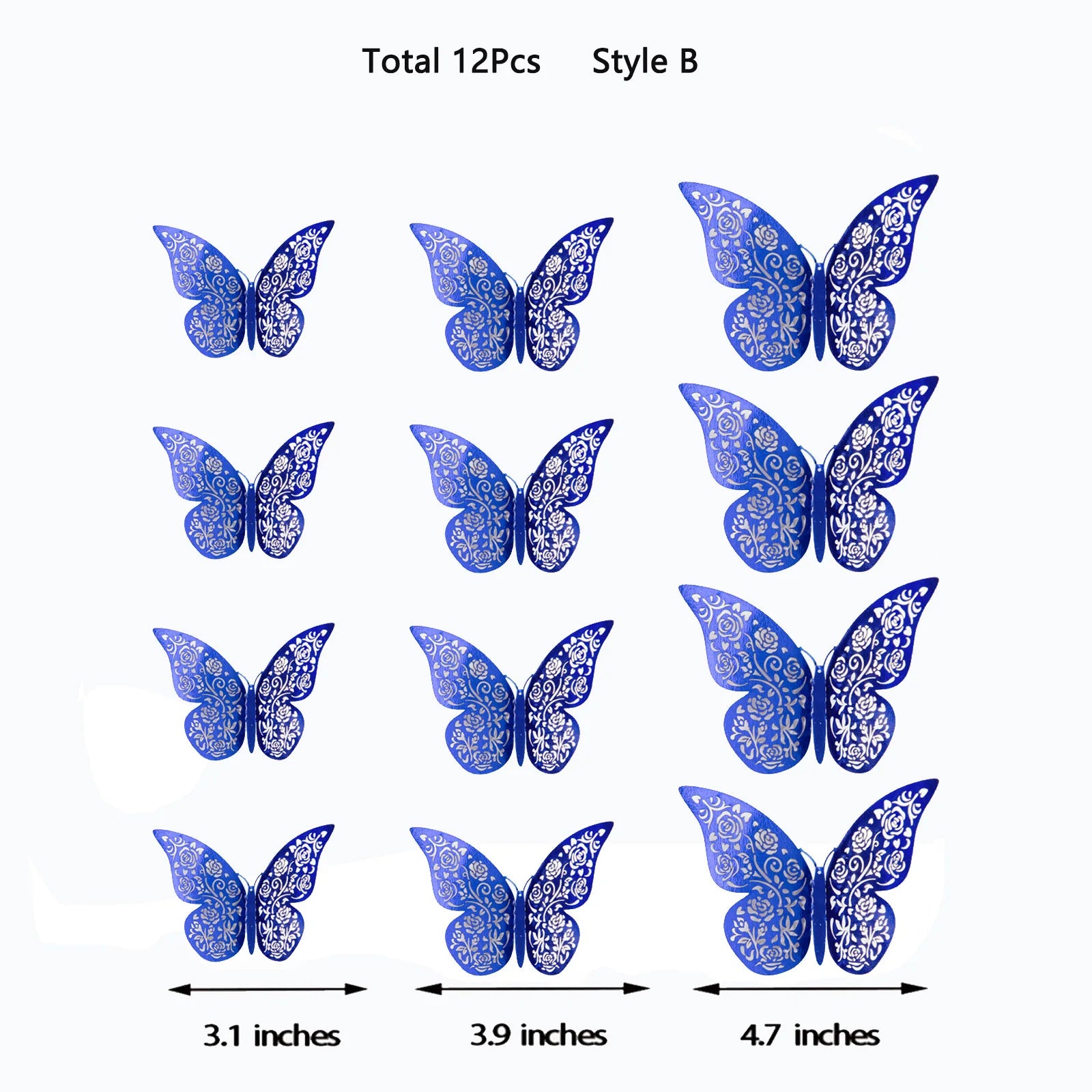 Blue 3D butterfly wall stickers by WinniHouse, featuring hollow design and vibrant butterfly patterns for decorative walls.