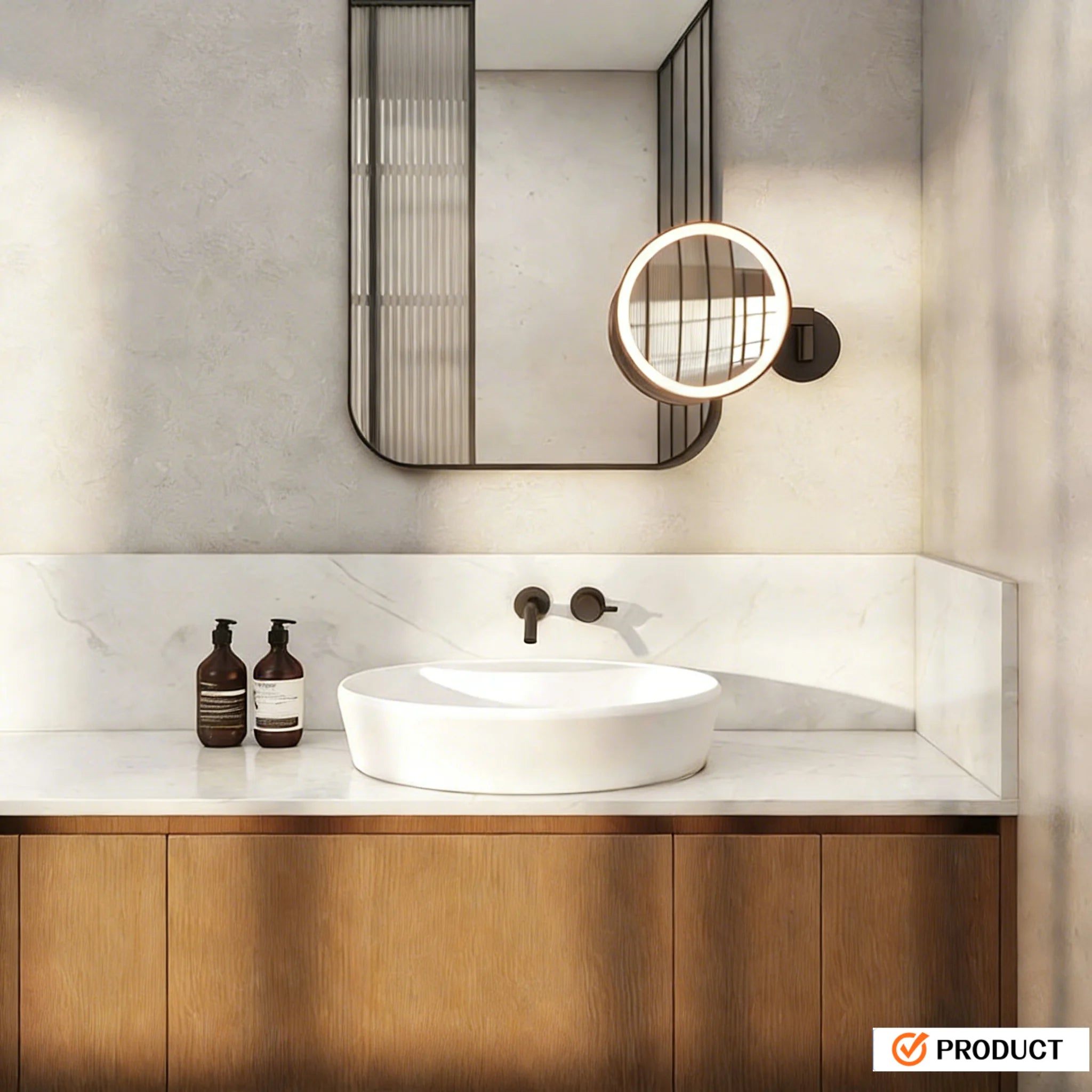 Modern waterproof bathroom cabinet by WinniShop with moisture-resistant finish, ideal for residential or hotel renovation.