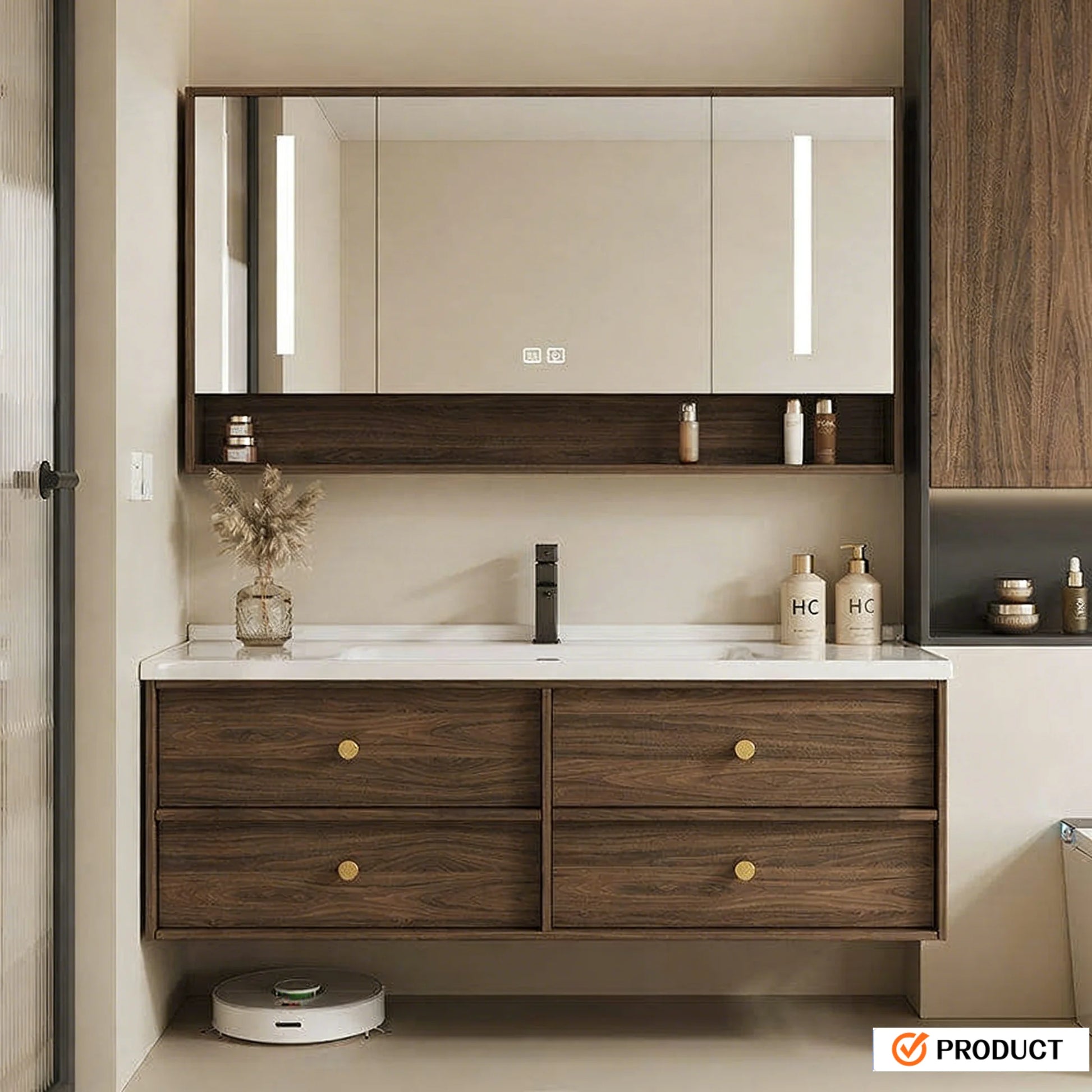 Modern waterproof bathroom cabinet by WinniShop, moisture-resistant and easy to assemble for residential or hotel renovation.