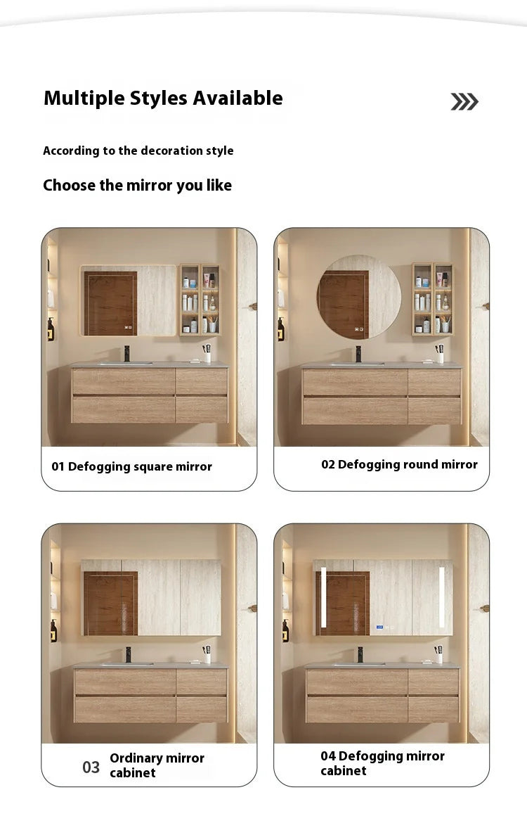 Modern minimalist bathroom vanity set by WinniShop featuring integrated basin and washstand, ideal for hand and face washing.