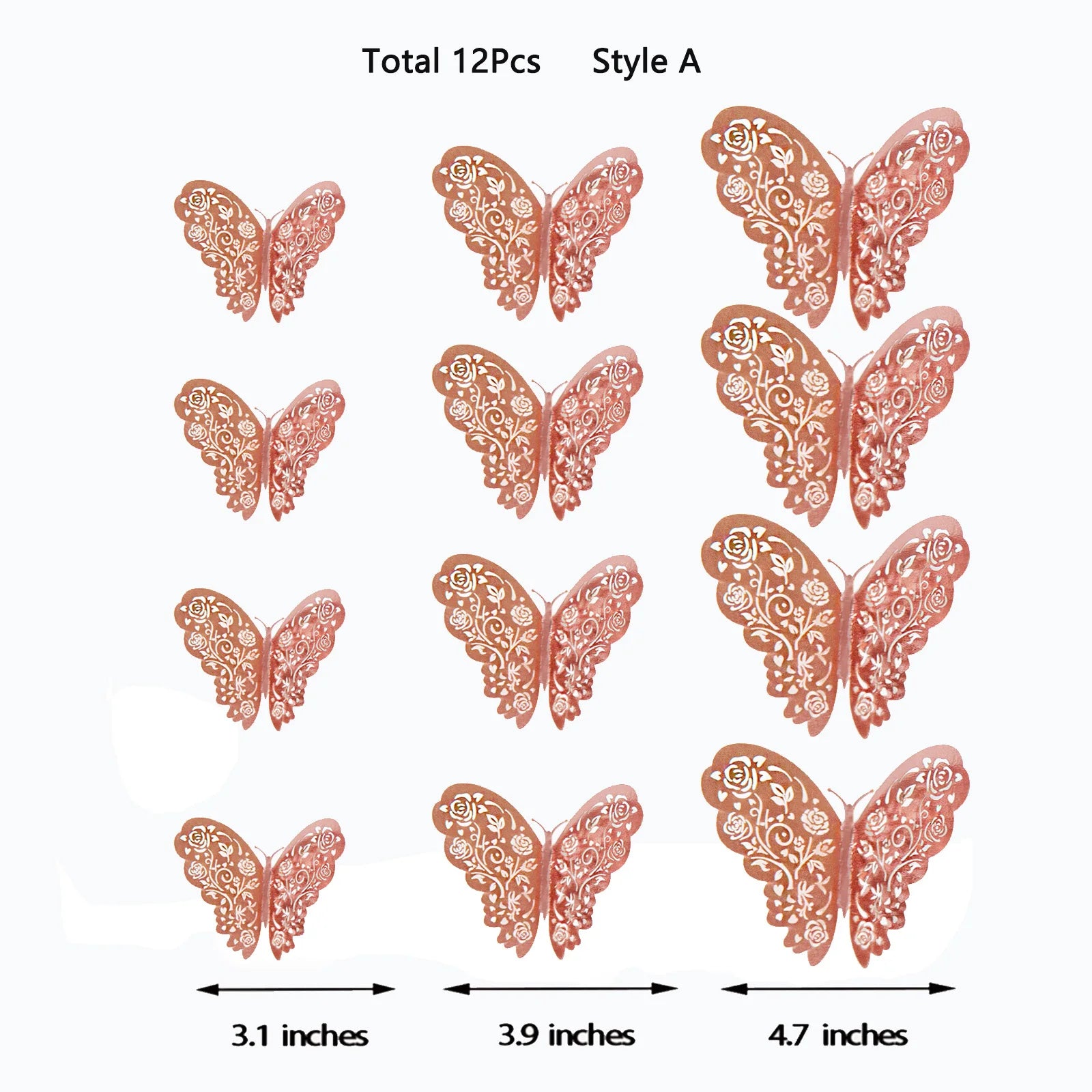 Blue real 3D butterfly wall stickers by WinniHouse, set of 12 hollow design wall decals for home decor.