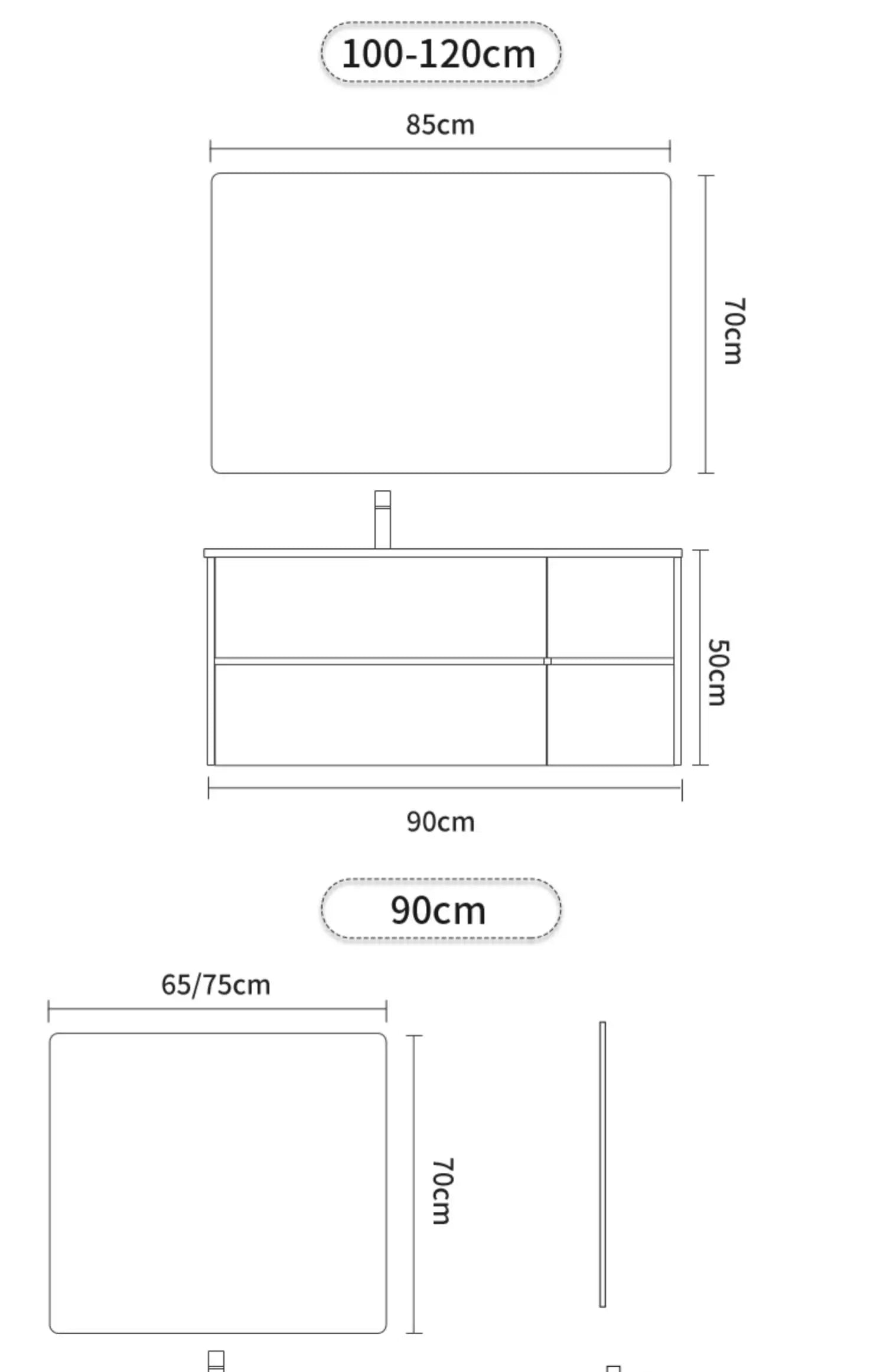 Modern minimalist bathroom vanity set with integrated basin, featuring a sleek washstand and hand washing area in a light luxury design.